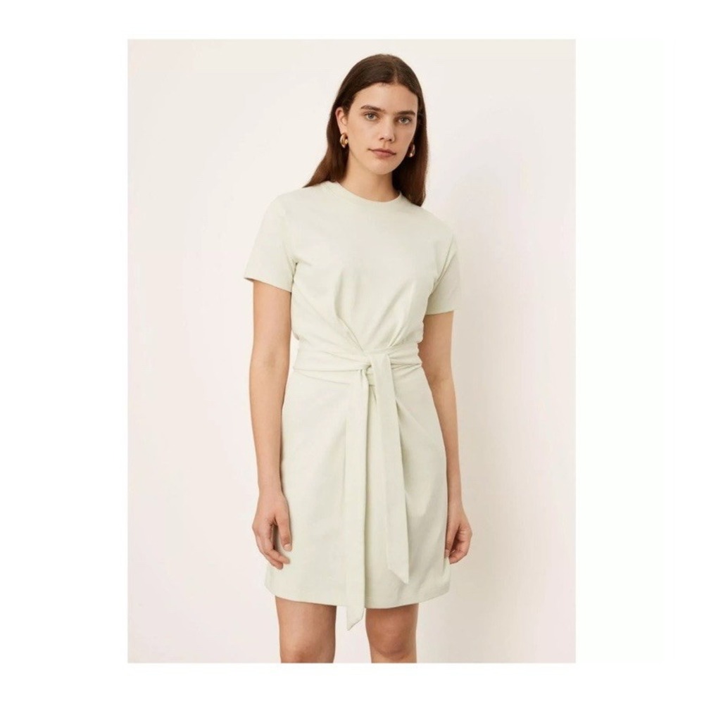 VINCE Tie Waist Cotton T-shirt Dress In‎ Ecru/Cream Size M $195 Minimalist